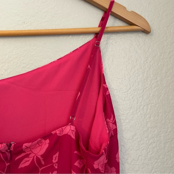 NWT, Shades of Rose Women’s Floral Phoenix Asymmetrical Neck Pink Midi Dress, S - Picture 9 of 11